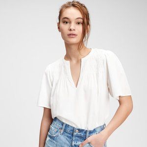 GAP Smocked Flutter Sleeve Cotton Top SZ XLT